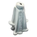 Белое кашемировое пончо с мехом песца