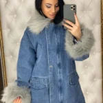 Джинсовая зимняя куртка парка