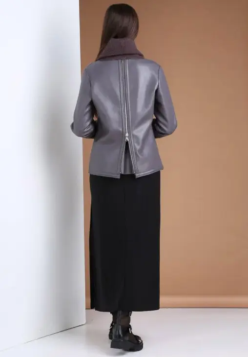 Короткая женская куртка дублёнка серая из эко-кожи C 1944-1, ТАтат объявления