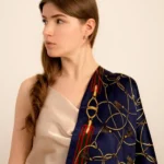 Шёлковый шарф синий