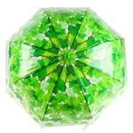 Прозрачный зонт-трость Зелёные листья