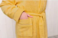 Халат для девочки с капюшоном цвет жёлтый рост 122 махра - ТАтат объявление