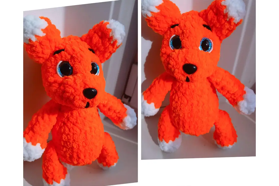 Мягкий лисёнок вязаная игрушка для уюта