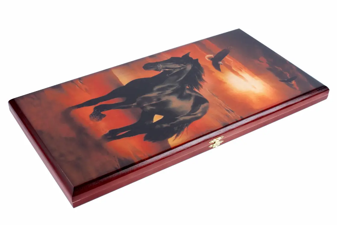 Подарочные нарды из дерева с рисунком ручной работы