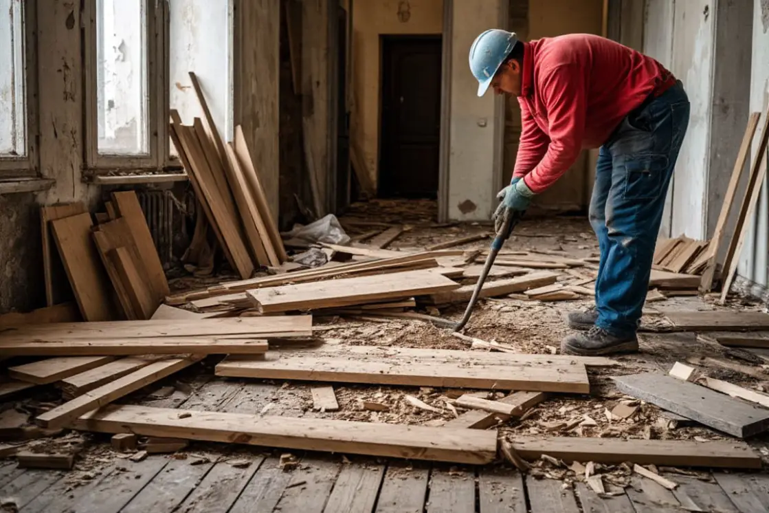 Демонтаж и вывоз деревянных полов в Казани