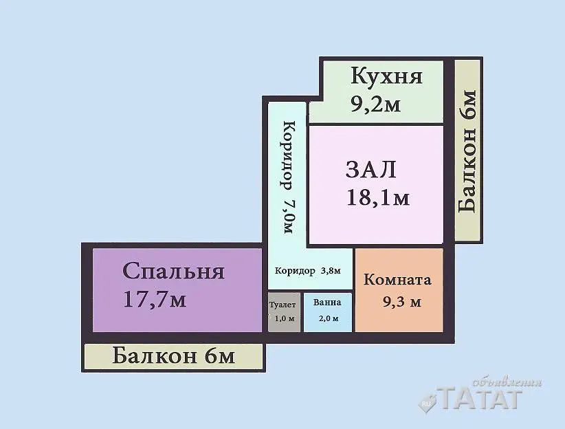 Продам 3 комнатную квартиру 70 кв м 6 этаж из 10, ТАтат объявления